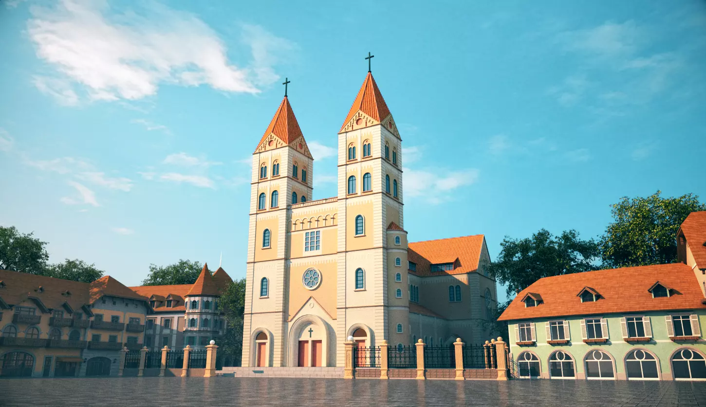 Qingdao Catholic Church Cat Catholic Churchhedral 3D model