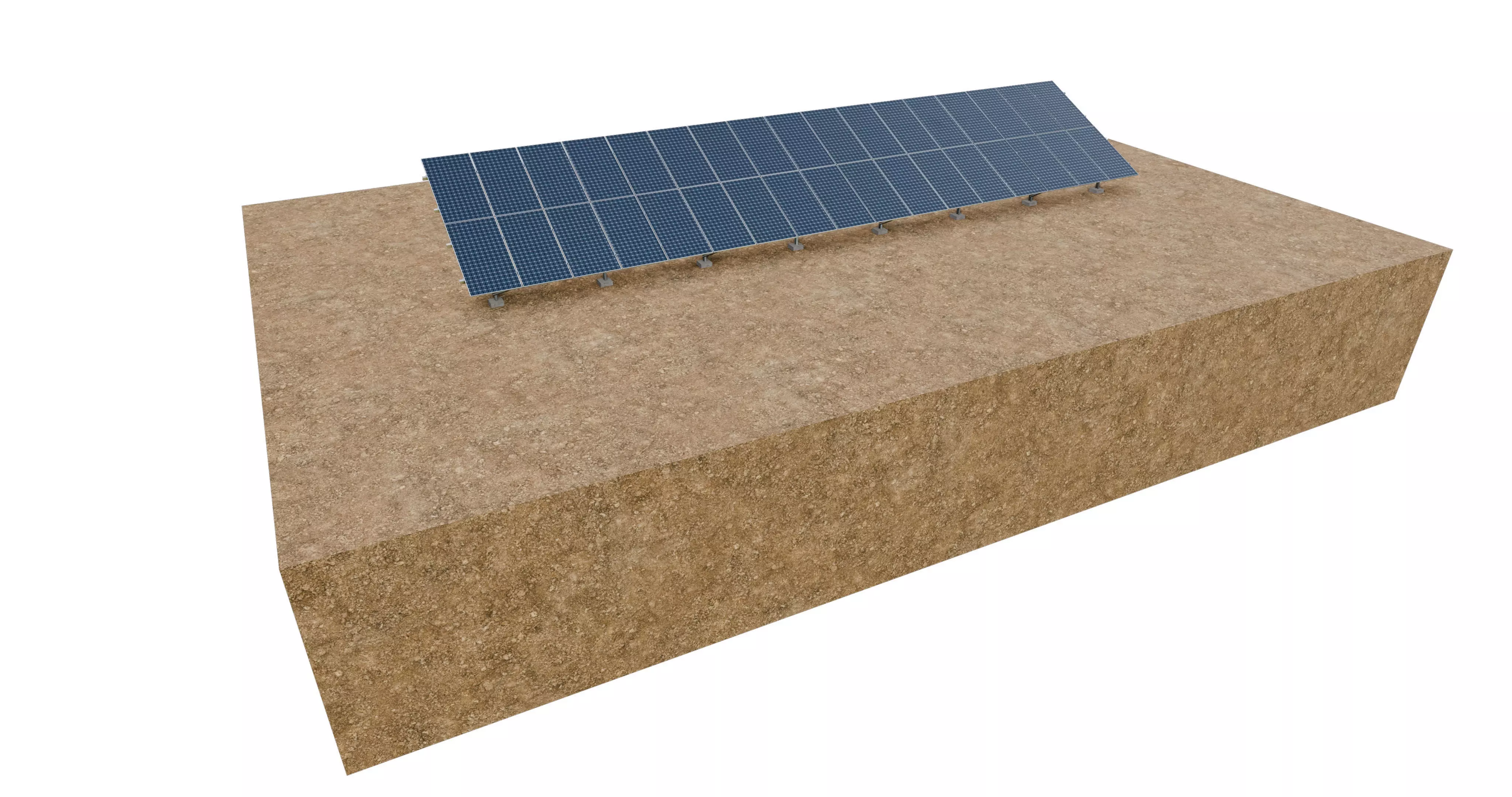 Lowpoly Ground Mounted Solar Panels-17 Rows of PV Modules Low-poly 3D model