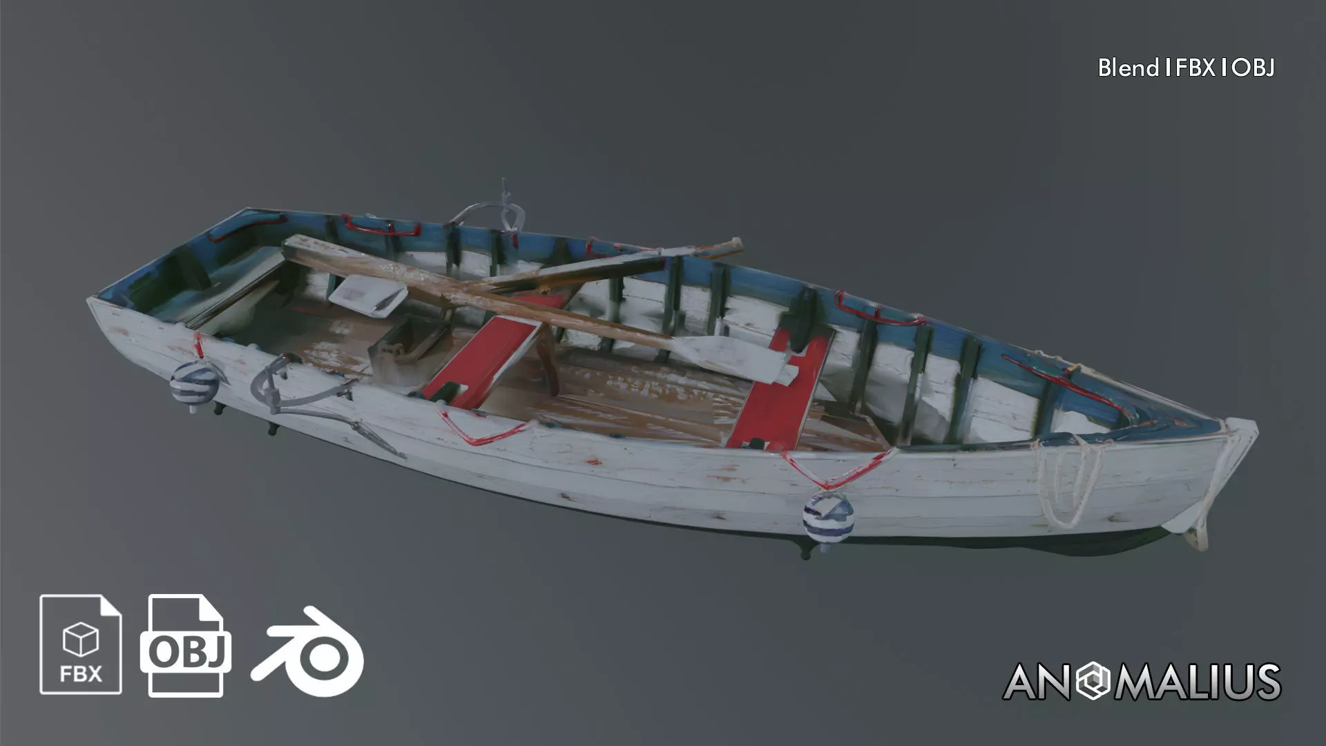 wooden boat 3D model