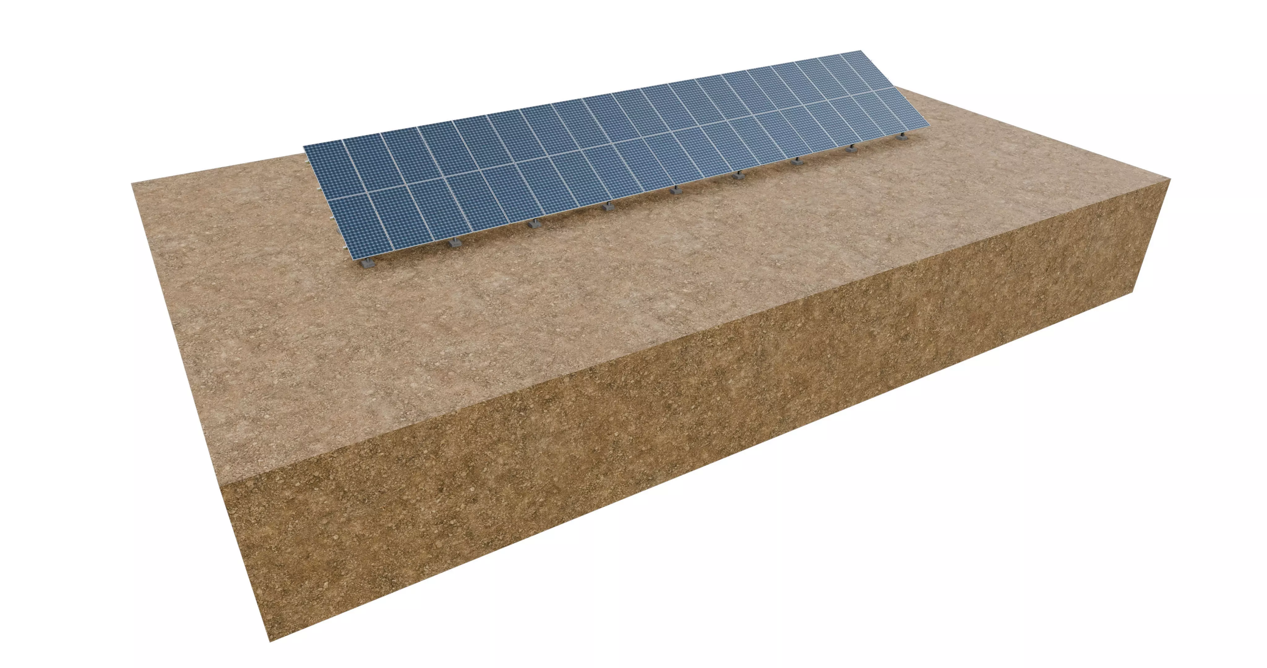 Lowpoly Ground Mounted Solar Panels-19 Rows of PV Modules Low-poly 3D model