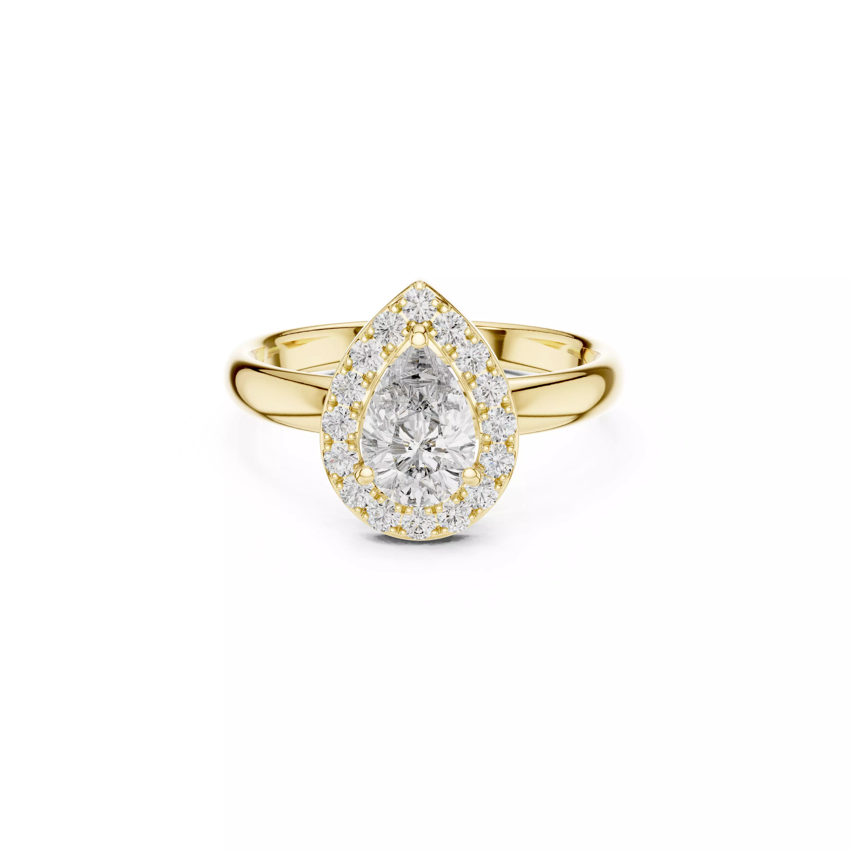 Pear Halo Diamond Engagement Ring Teardrop Gold Ring CAD 3DM STL 3D print model