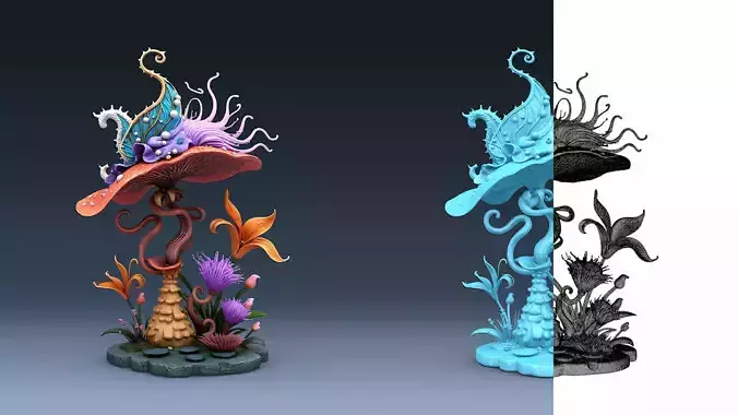 Exotic Colorful Plants - Part 2 - High Poly Fantasy Botanical