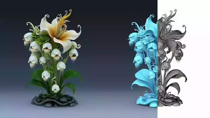 Exotic Colorful Plants - Part 3 - High Poly Fantasy Botanical