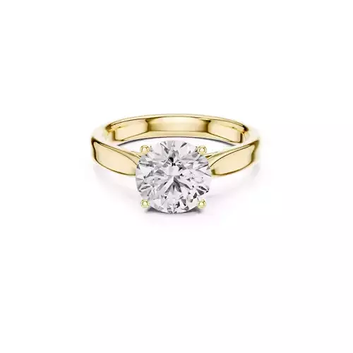 Classic Round Solitaire Engagement Ring Tapered Band Diamond CAD