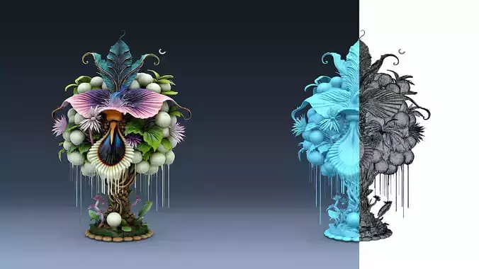 Exotic Colorful Plants - Part 4 - High Poly Fantasy Botanical