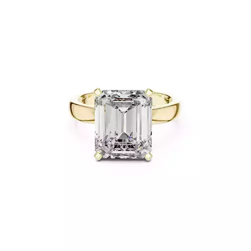 Emerald Solitaire Engagement Ring Classic 4 Prong Gold Ring CAD