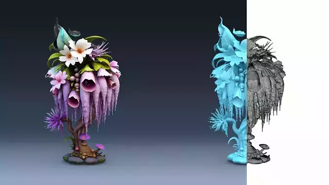 Exotic Colorful Plants - Part 5 - High Poly Fantasy Botanical