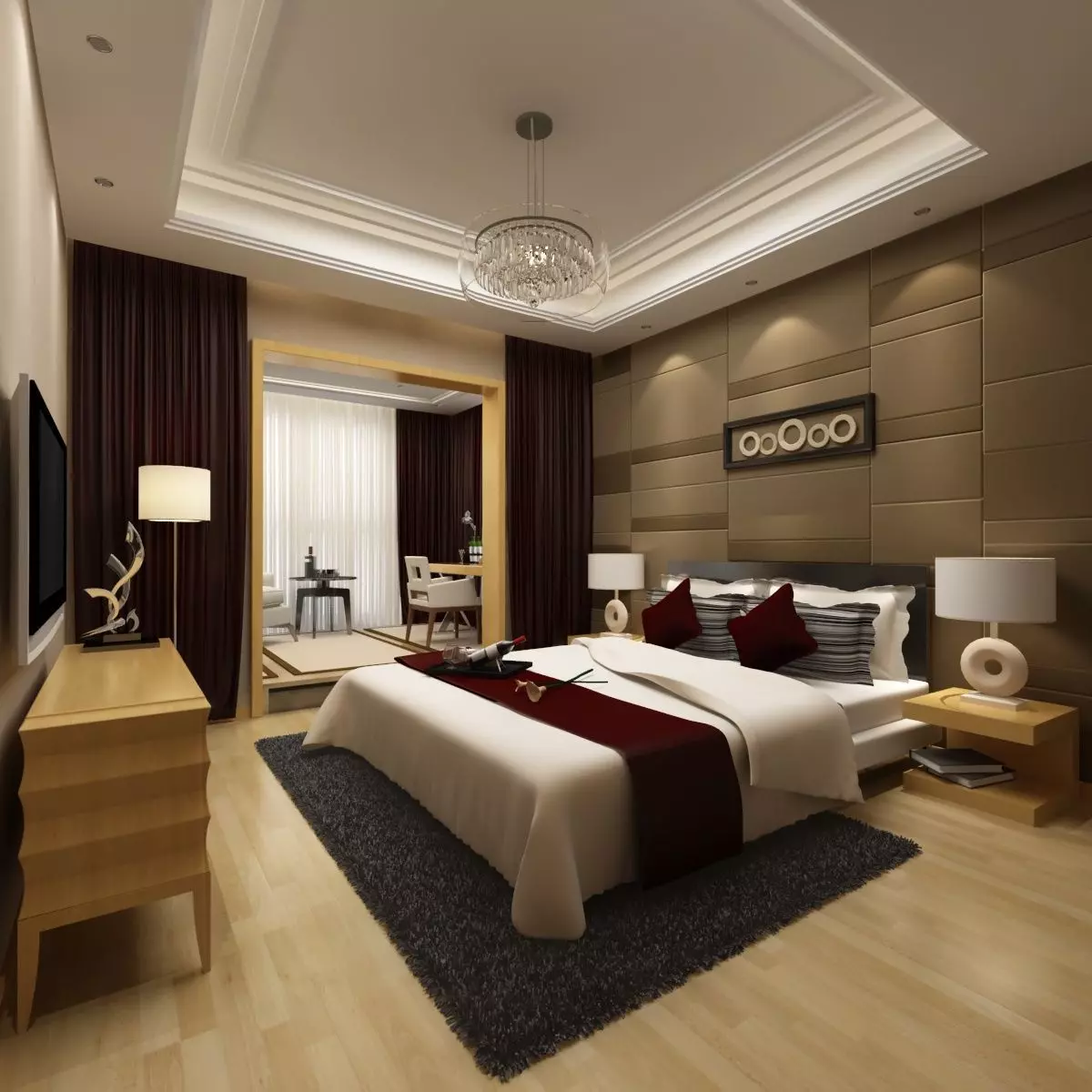 Bedroom with Home Office 3D model