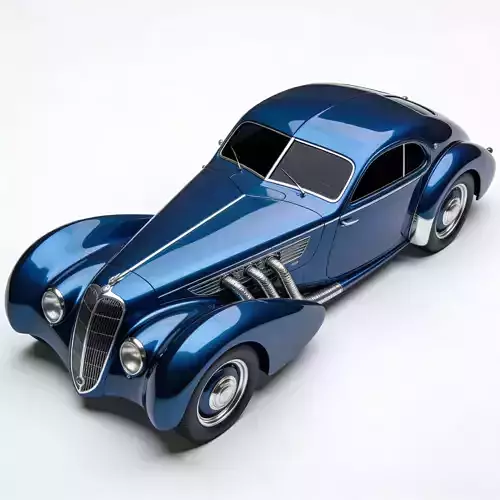 Realistic 30s Aerodynamic Luxury Coupe 3d model