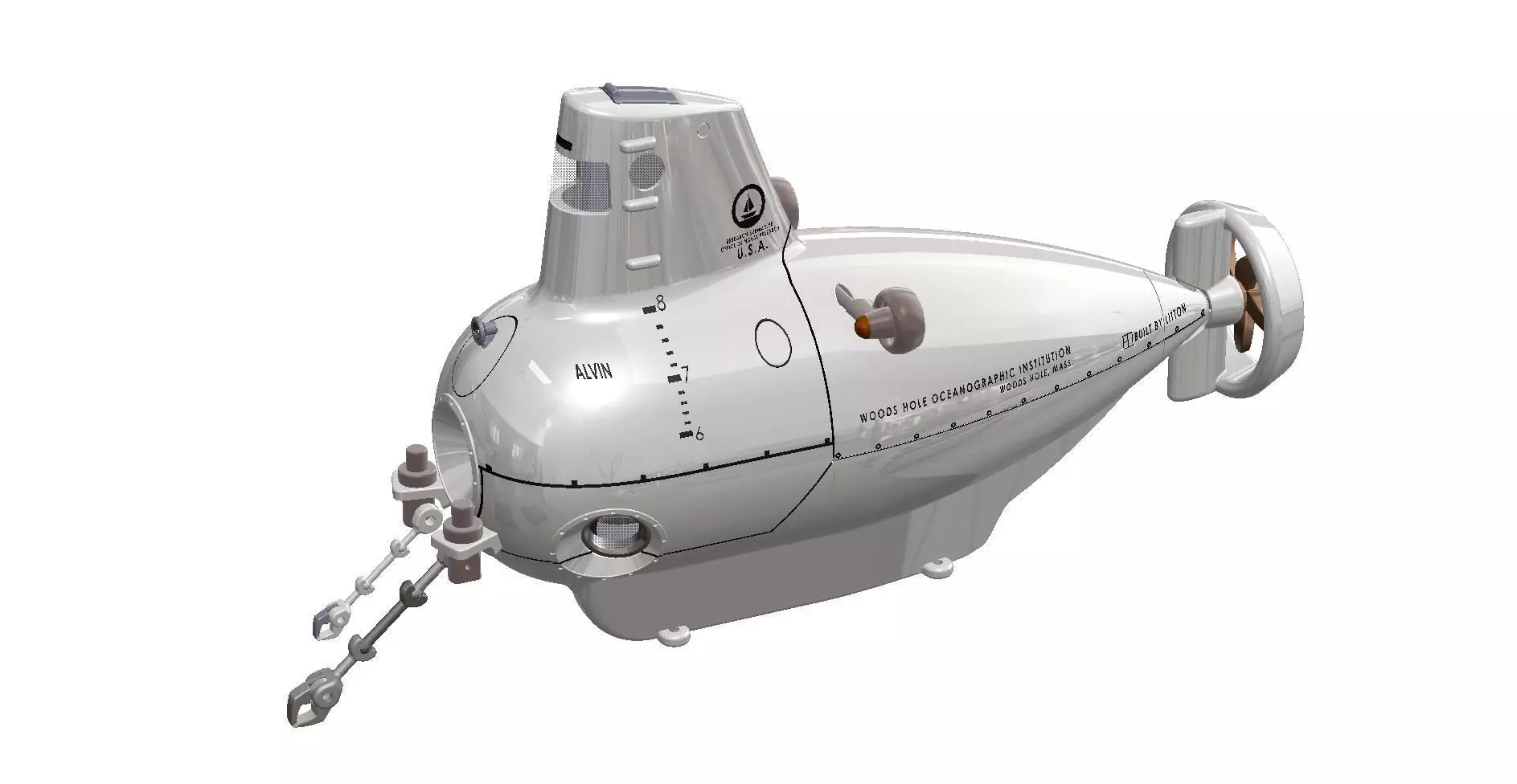 Alvin Research Submersible versions between 1964 and 1984 3D print model