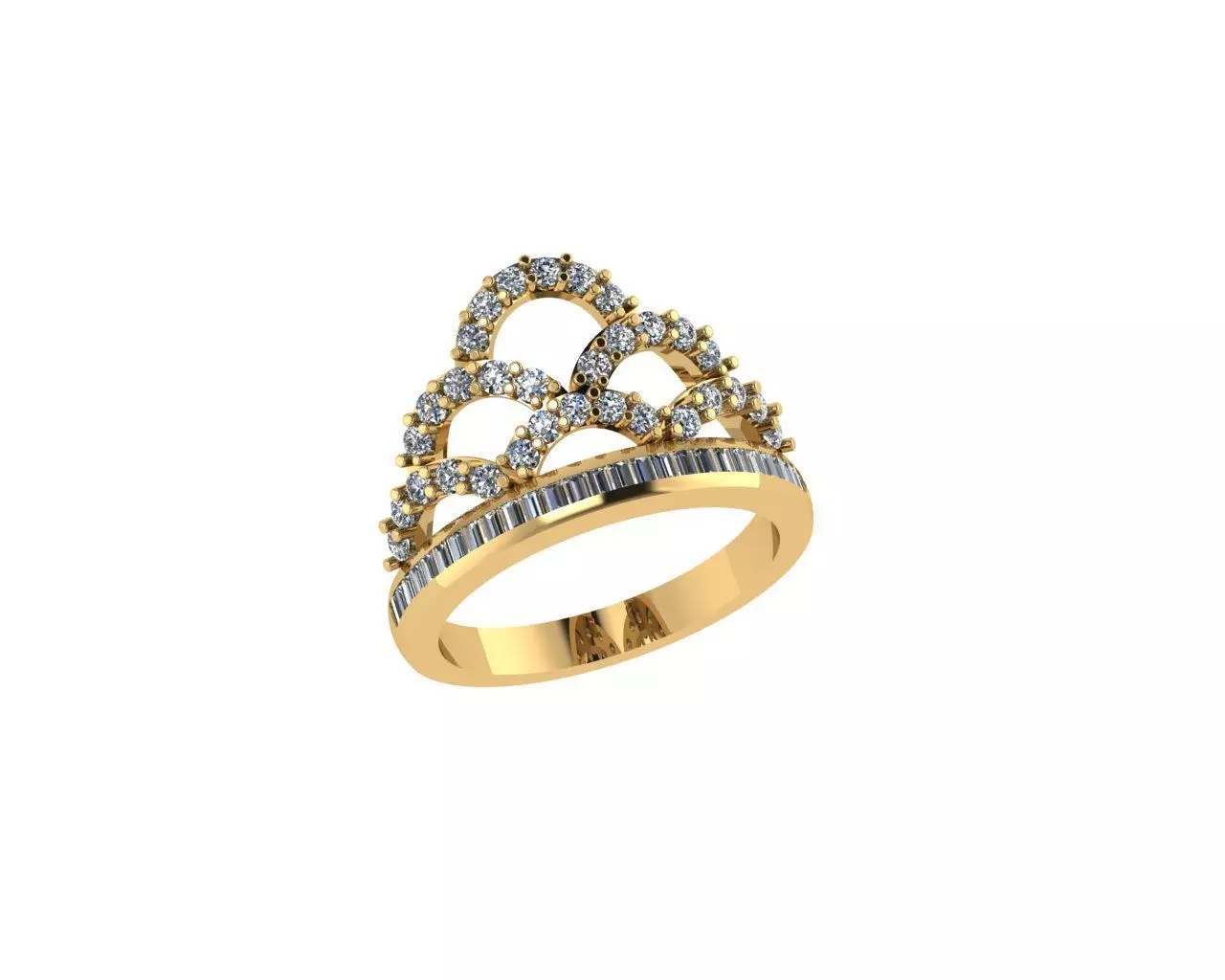 Diamond Princess Crown Ring 3D print model