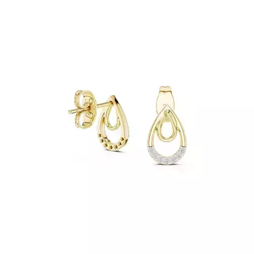 Modern Teardrop Diamond Earrings Pear Drop Stud Earrings CAD
