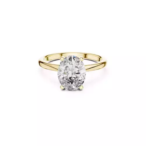 Classic Oval Solitaire Engagement Ring Minimal Prong Setting CAD