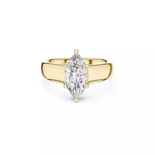 Marquise Cut Diamond Engagement Ring Wide Band Solitaire CAD