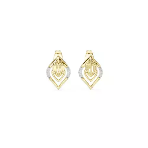 Diamond Marquise Shape Stud Earrings Leaf Design Jewelry CAD 3DM