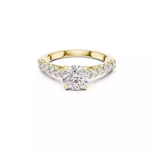 Classic Round Diamond Engagement Ring Pave Band Solitaire CAD