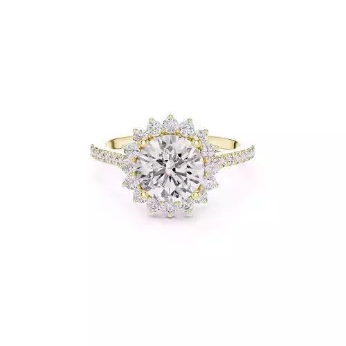 Round RBC Halo Diamond Engagement Ring Pave Band Bridal CAD