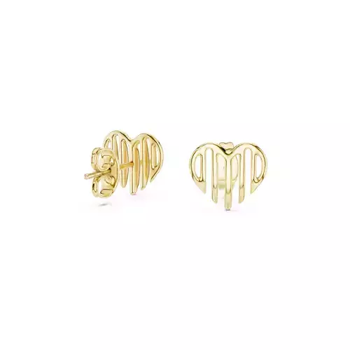 Minimalist Heart Stud Earrings Romantic Love Jewelry CAD