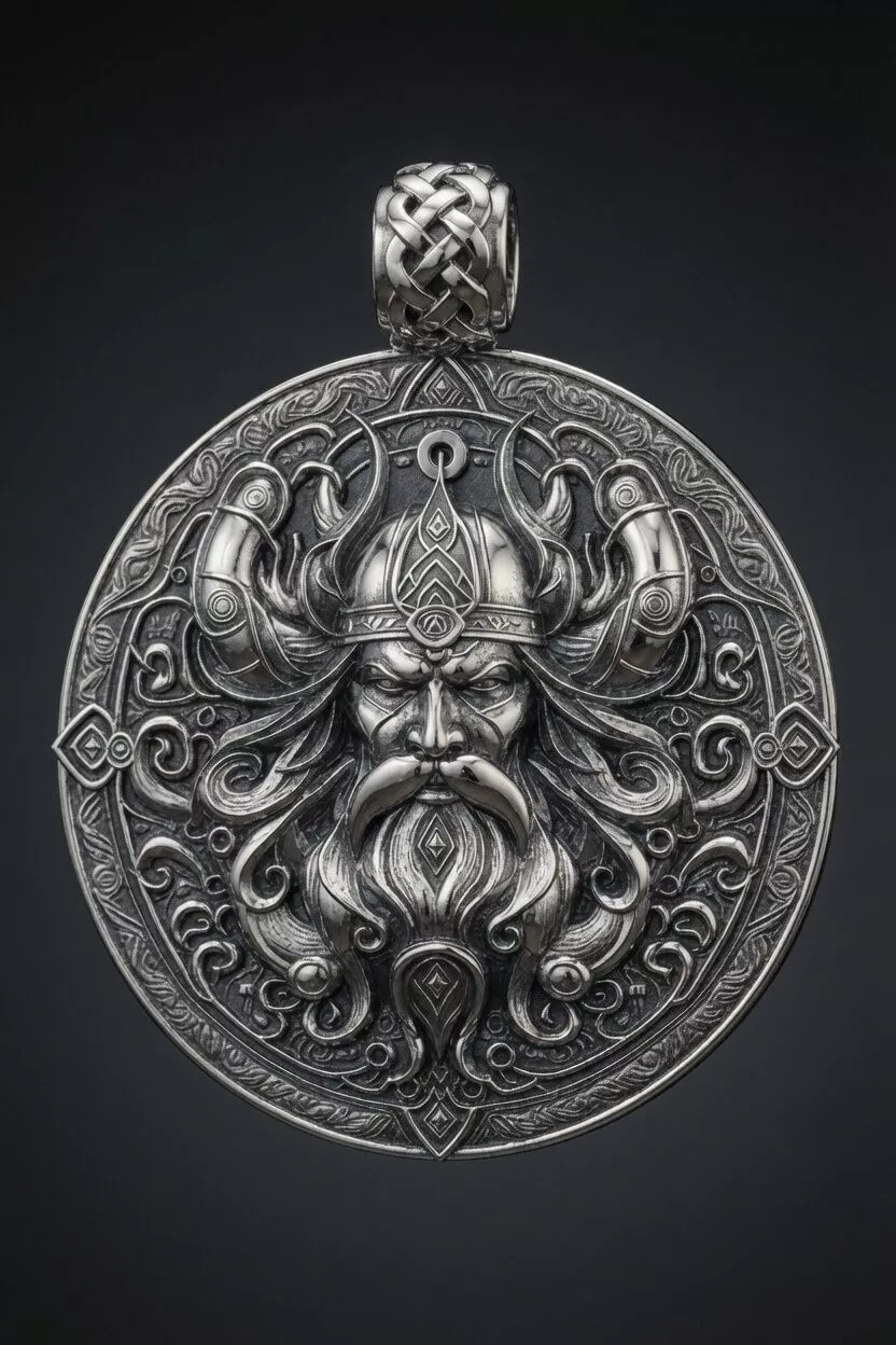 Viking Warrior Medallion Pendant 3D print model