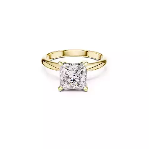 Princess Cut Solitaire Diamond Ring  Minimal Cathedral Band CAD 