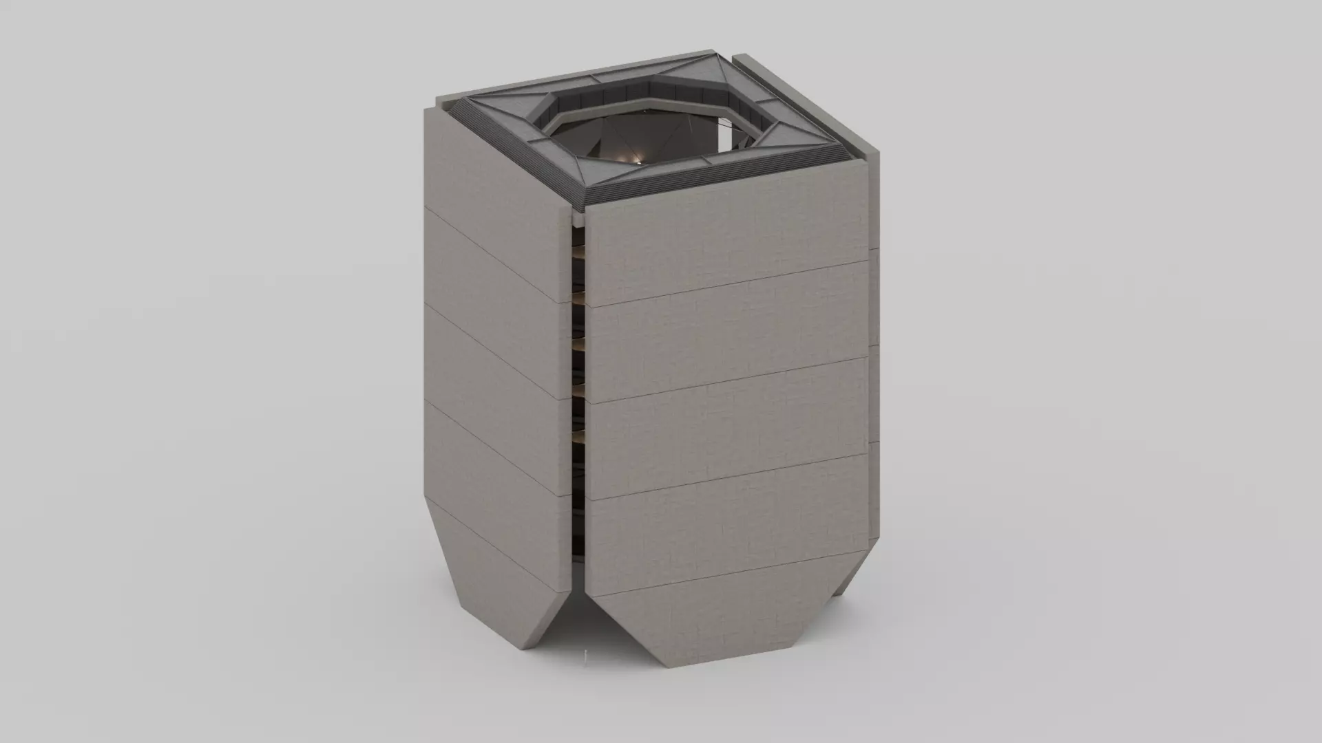 Brutalist Industrial Building 15 Low-poly 3D model