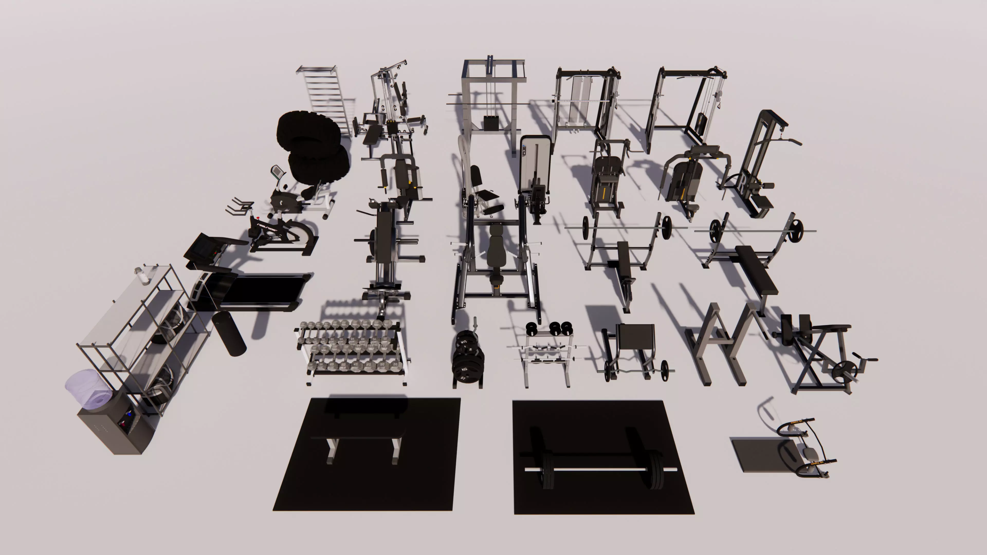 Gym Equipment Pack Low-poly 3D model