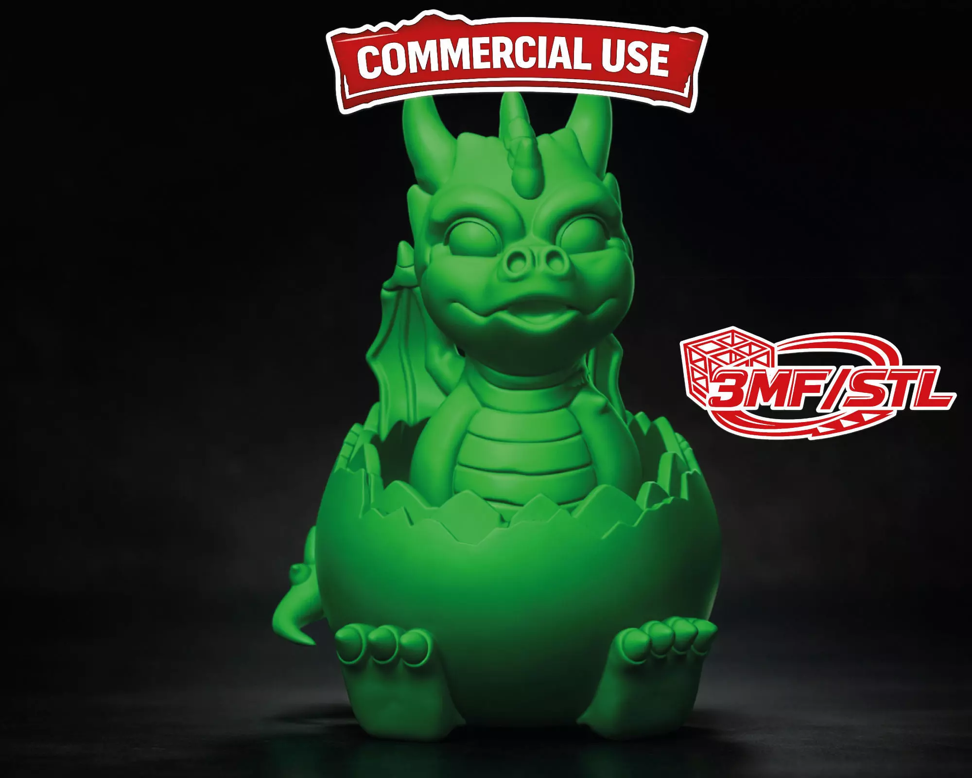 Baby Dragon Easter Egg Hatchling in Cracked Egg Basket 3D print model