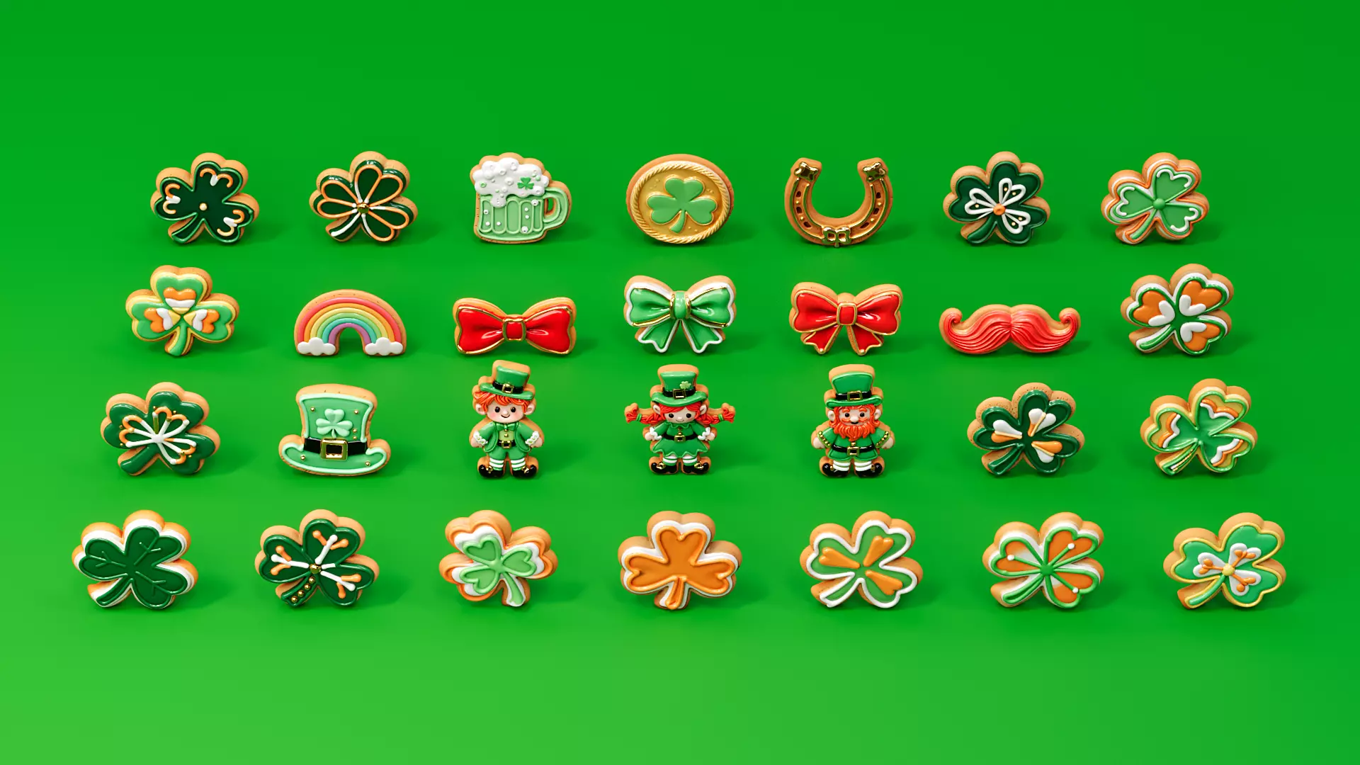St Patrick Day themed biscuit cookie 3D model
