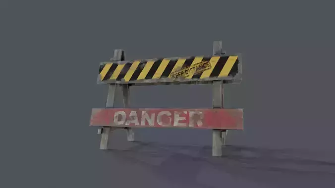 Traffic Barricade with Danger Sign