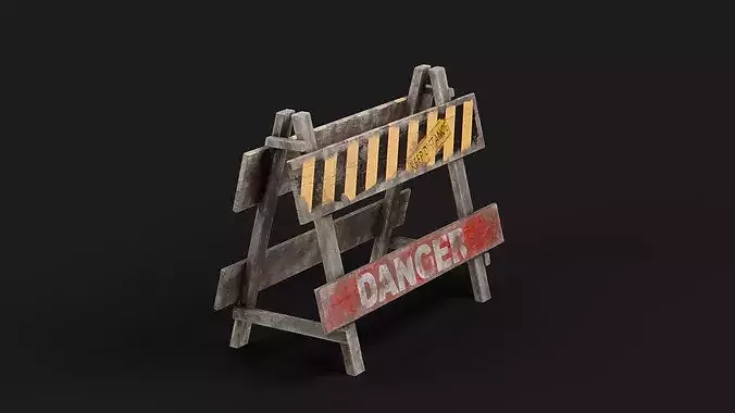 Traffic Barricade with Danger Sign