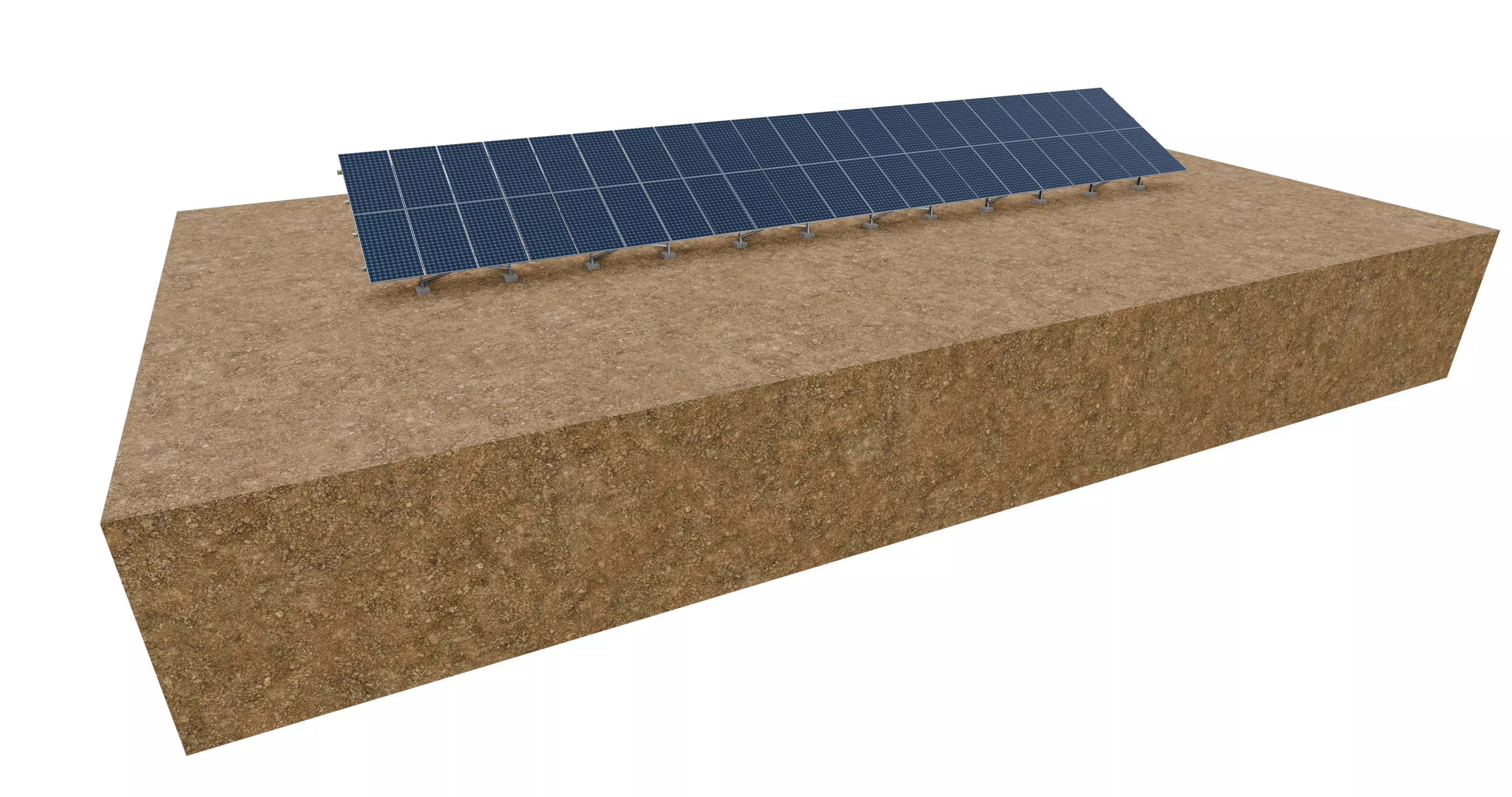 Lowpoly Ground Mounted Solar Panels-21 Rows of PV Modules Low-poly 3D model