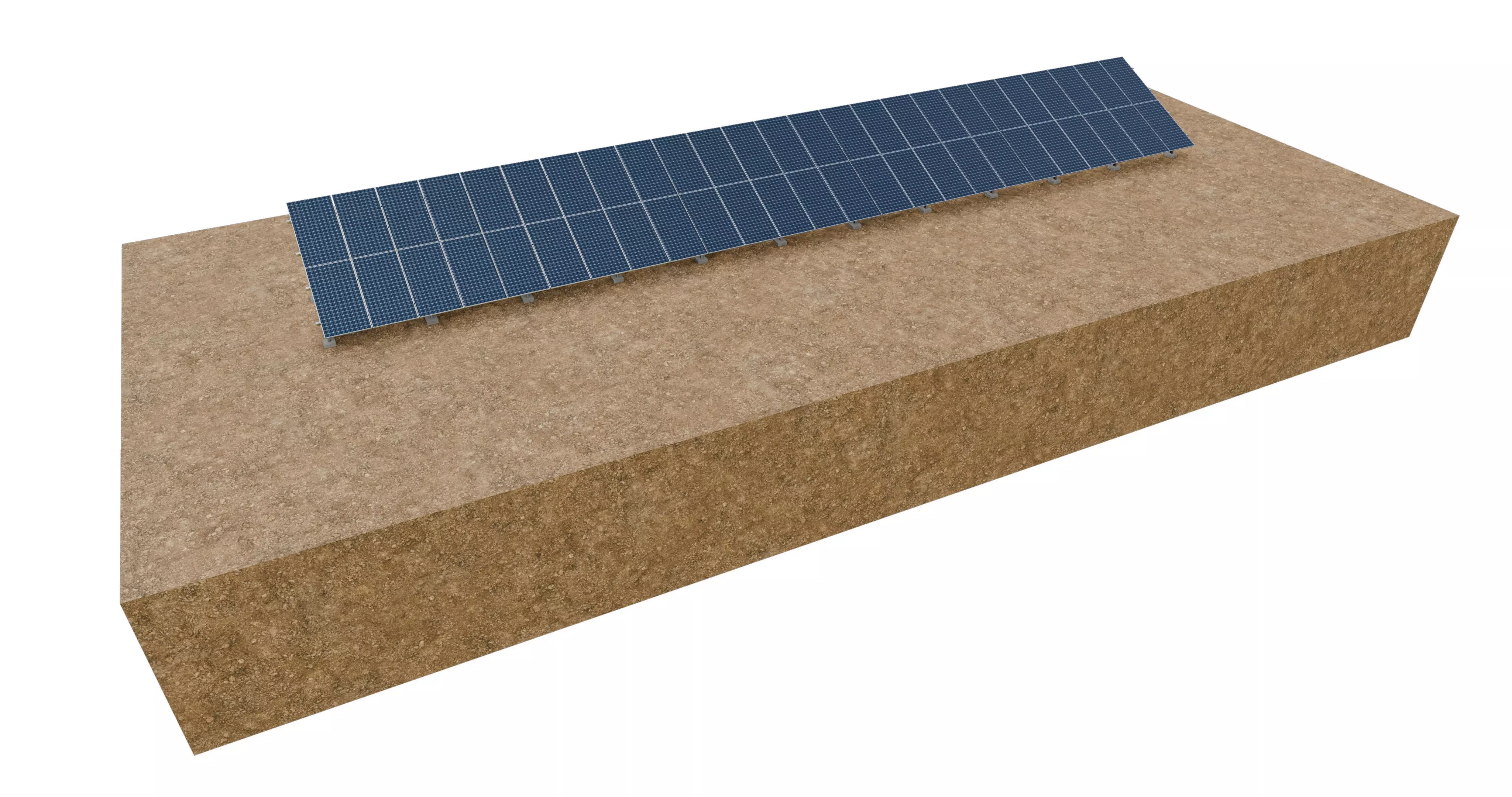 Lowpoly Ground Mounted Solar Panels-25 Rows of PV Modules Low-poly 3D model