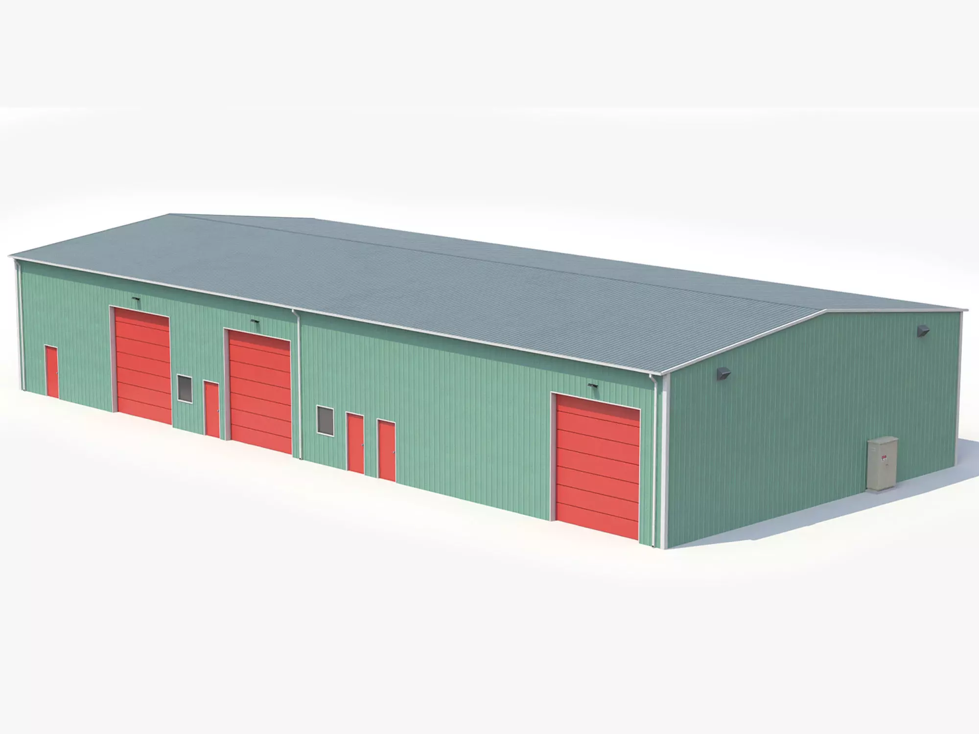 Green Industrial Building 50 PBR Low-poly 3D model