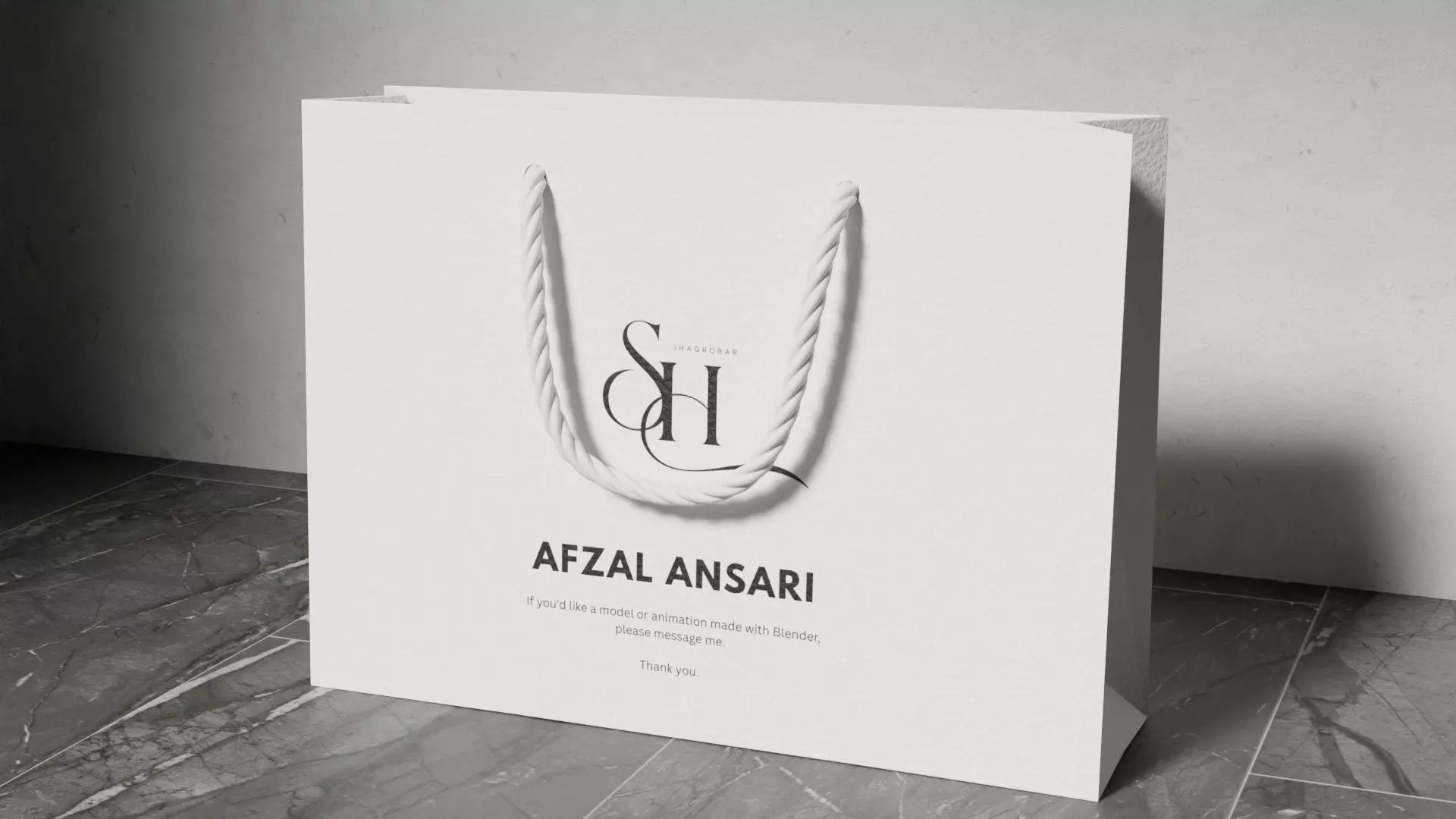 Minimalist Luxury Shopping Bag Mockup Realistic Paper Bag 3D print model