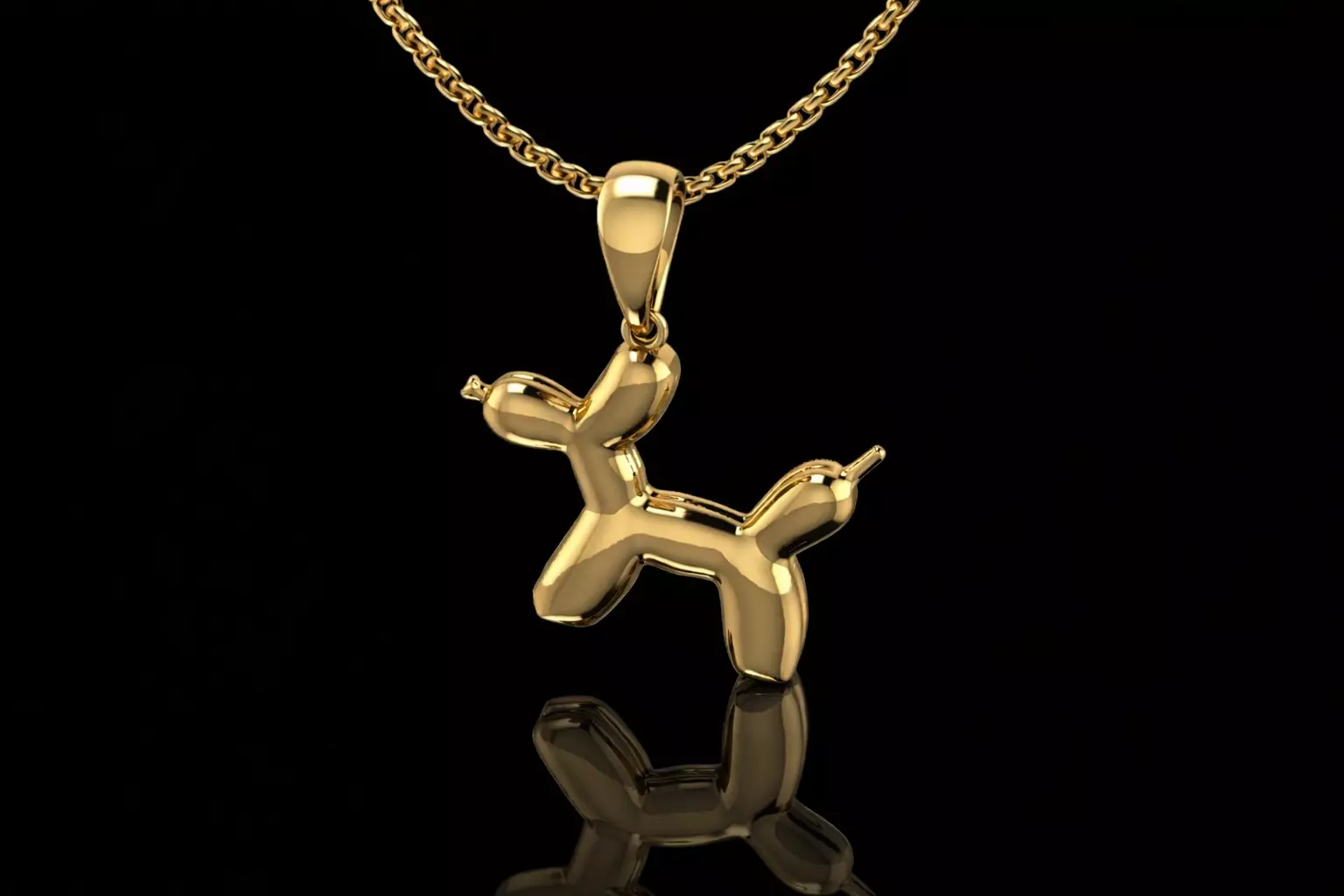 Dog baloon Pendant Gold 3d model 3D print model
