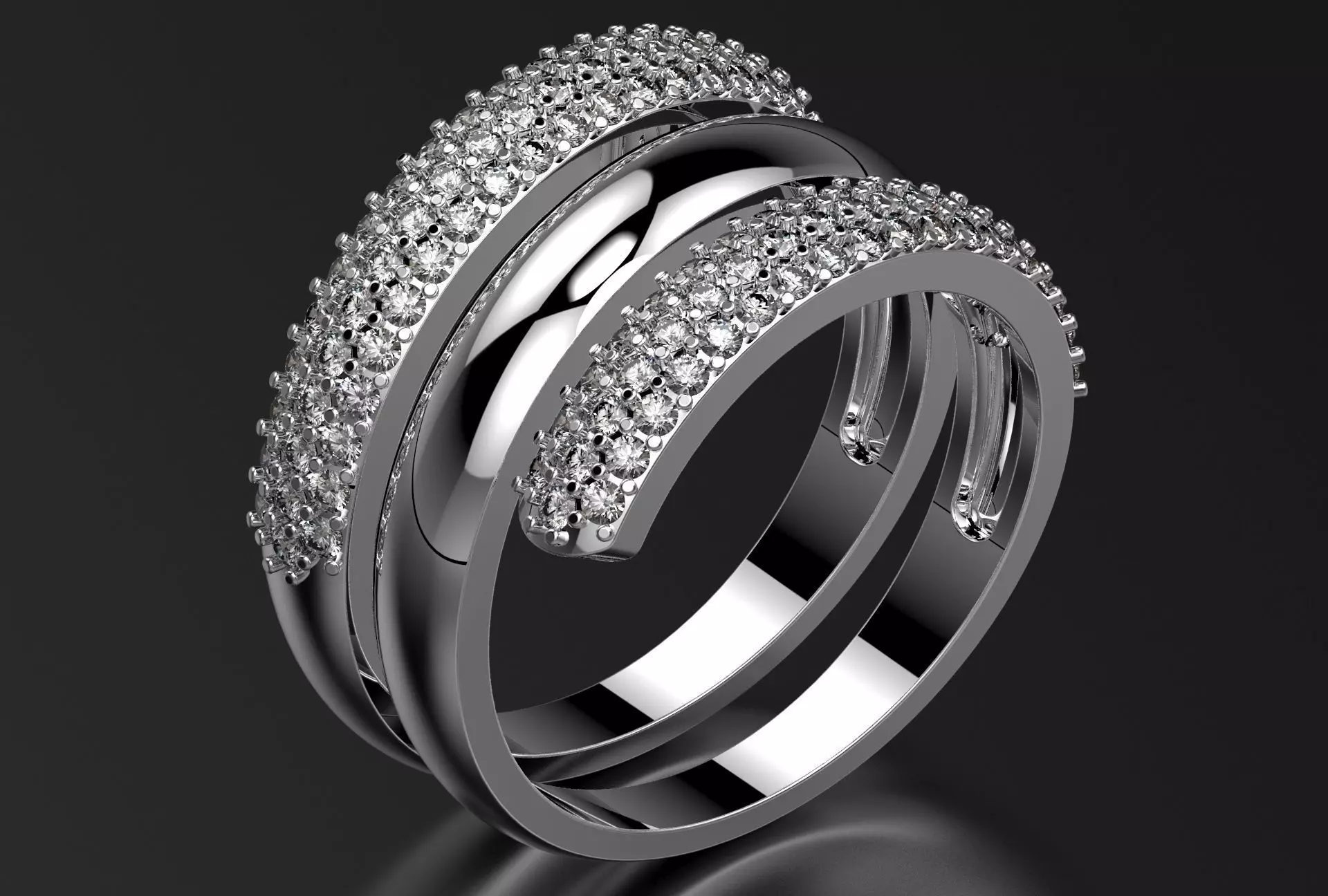 Ring gold with diamonds 3D print model_0