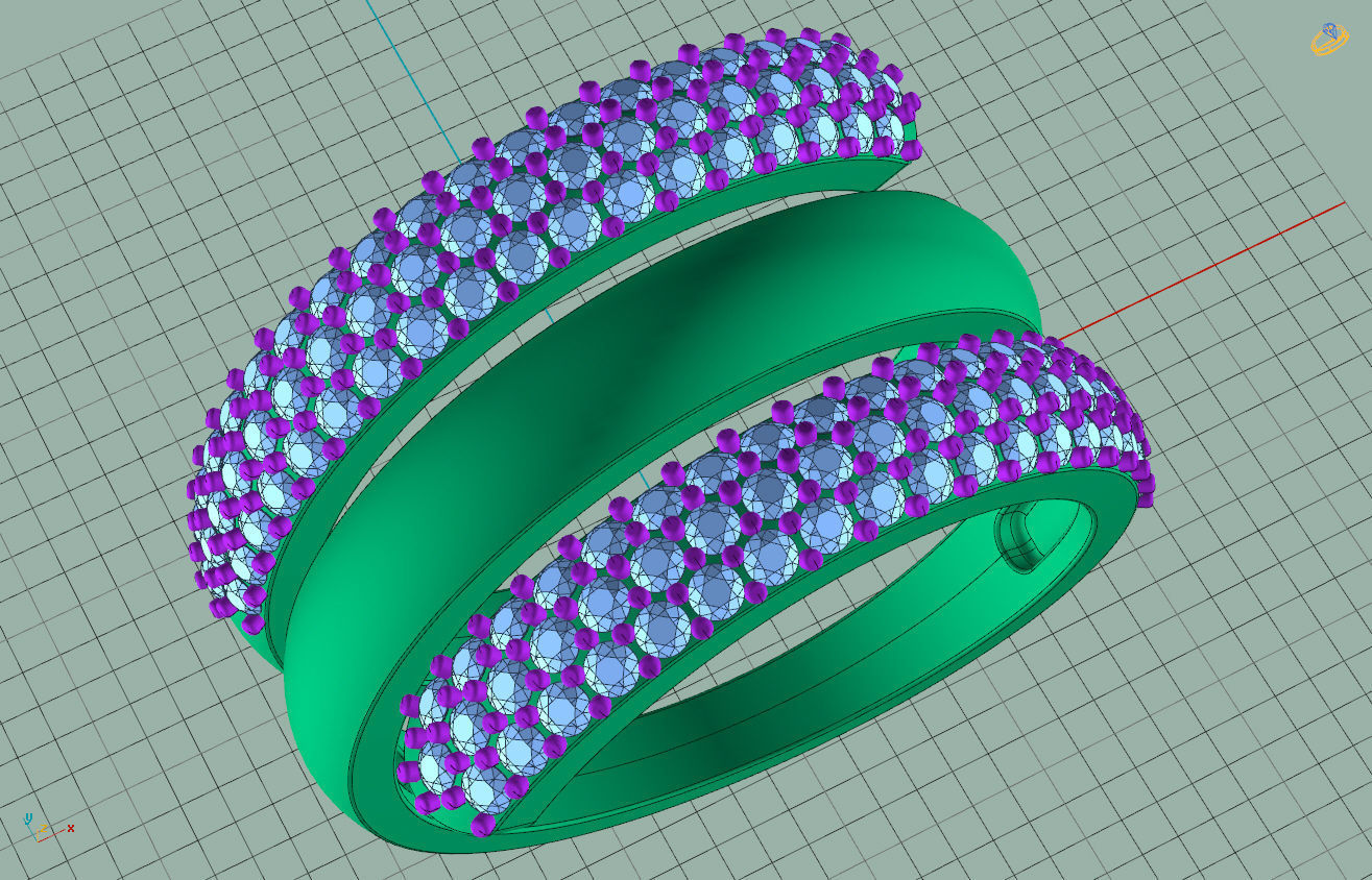 Ring gold with diamonds 3D print model_1