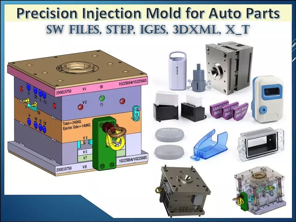 Precision Injection Mold for Auto Parts 3D CAD Model 3D model
