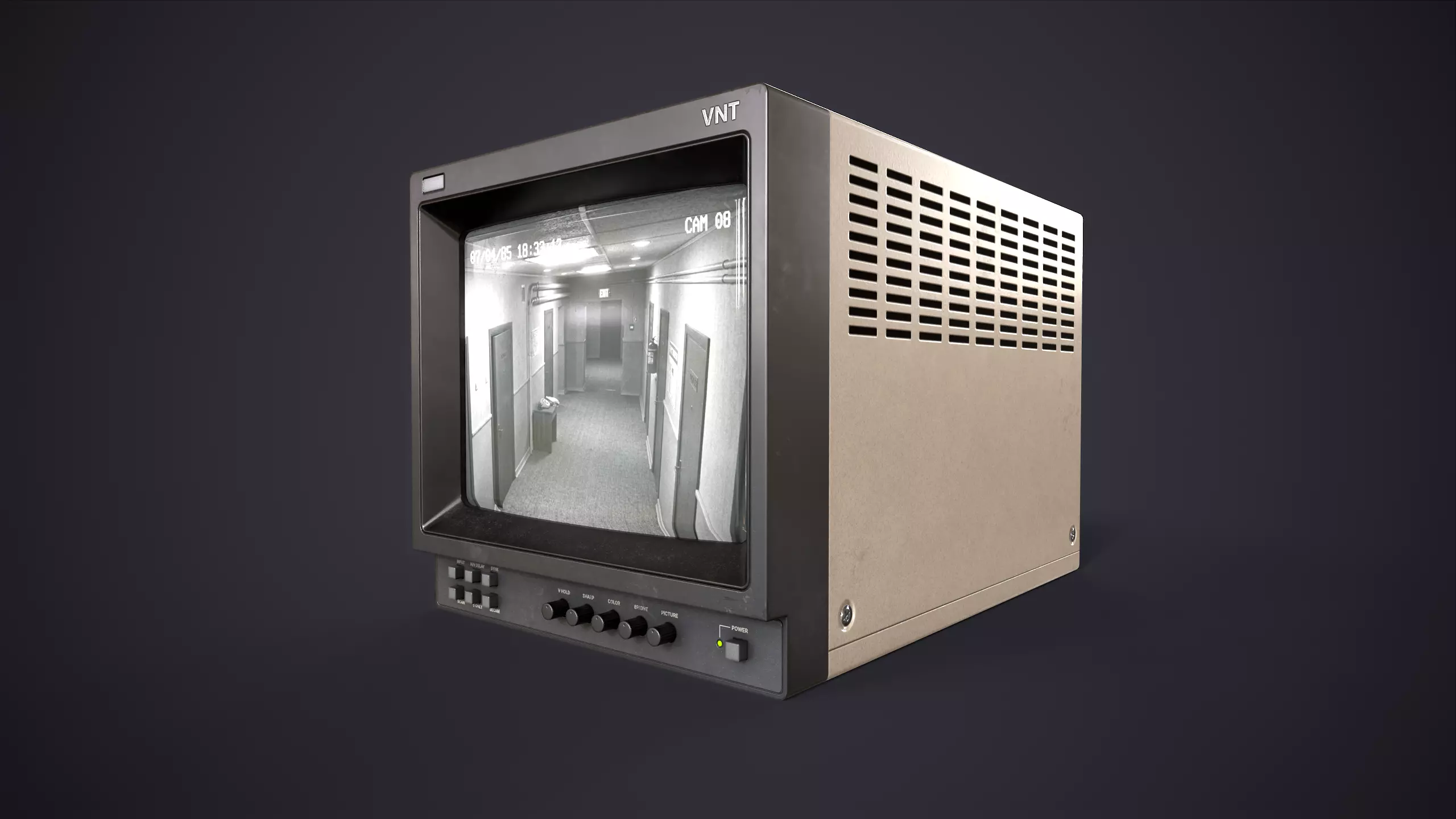 Vintage CRT Monitor Low-poly 3D model