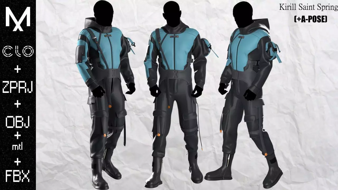 Sci fi Outfit Male Marvelous designer Clo3d OBJ mtl FBX ZPRJ 3D model