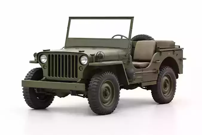 Willys MB Military Jeep Low Poly Classic Army Vehicle