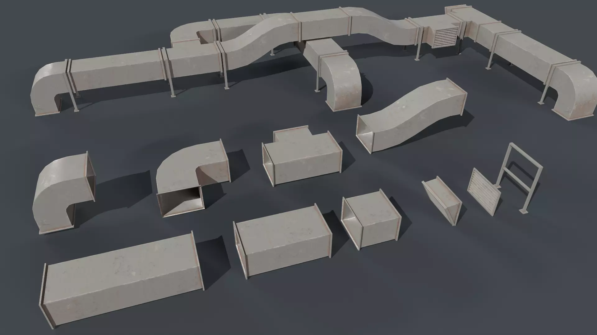 Ventilation Modular Game Ready Low-poly 3D model