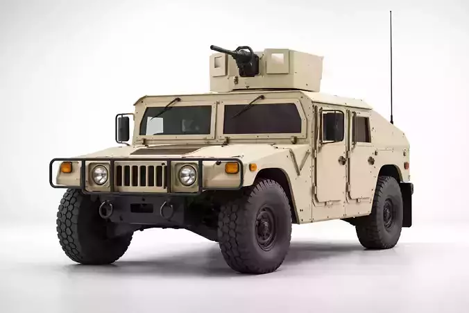 Humvee Low Poly Military Jeep Off Road Tactical Vehicle