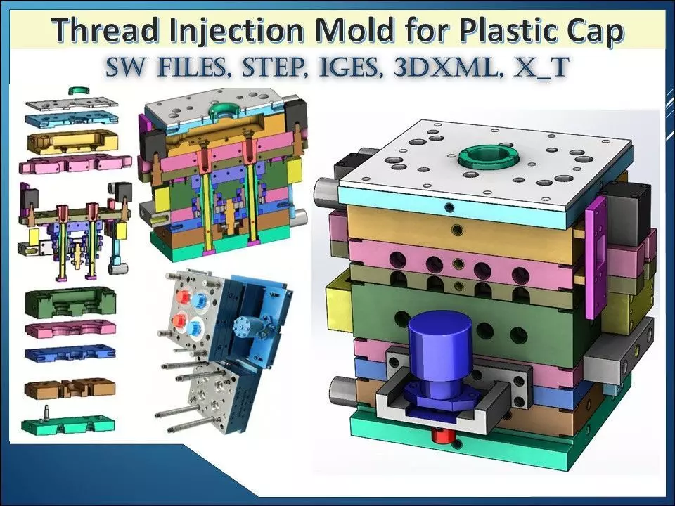Thread Injection Mold for Plastic Cap 3D CAD Model 3D model