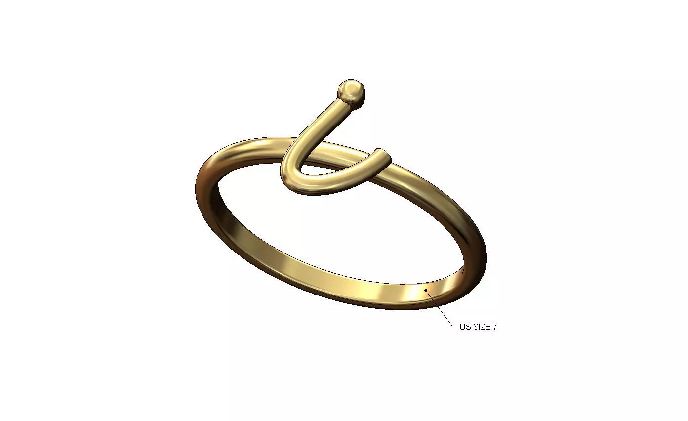 I letter initial 3d lowercase wire stacker ring 3D print model