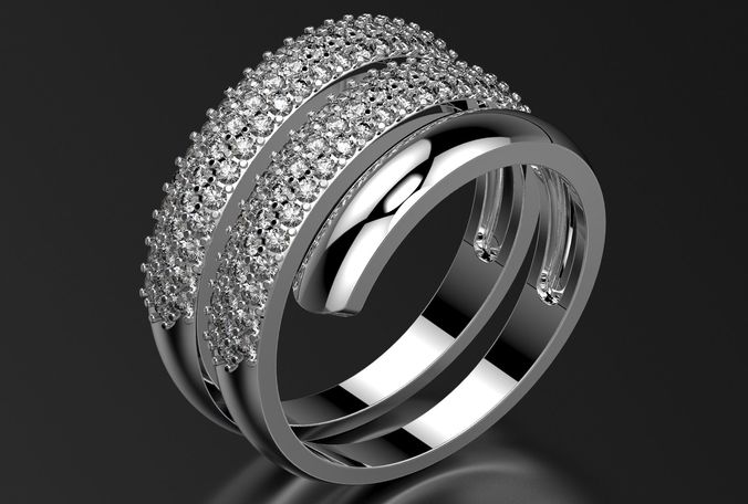 Ring gold with diamonds 3D print model