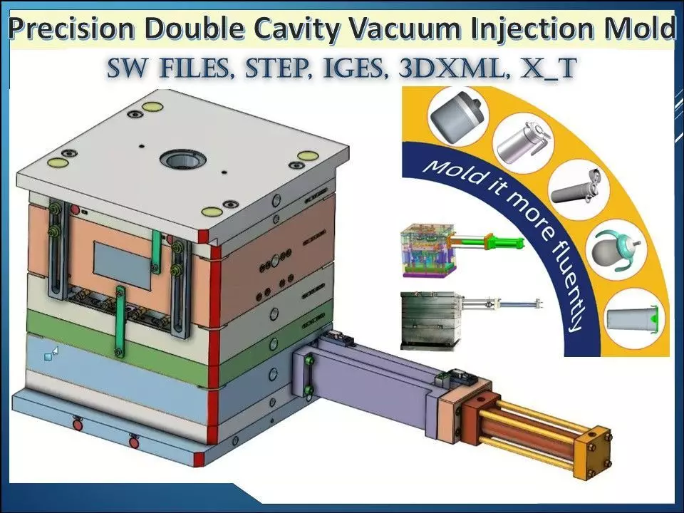 High Precision Double Cavity Vacuum Plastic Injection Mold 3D model