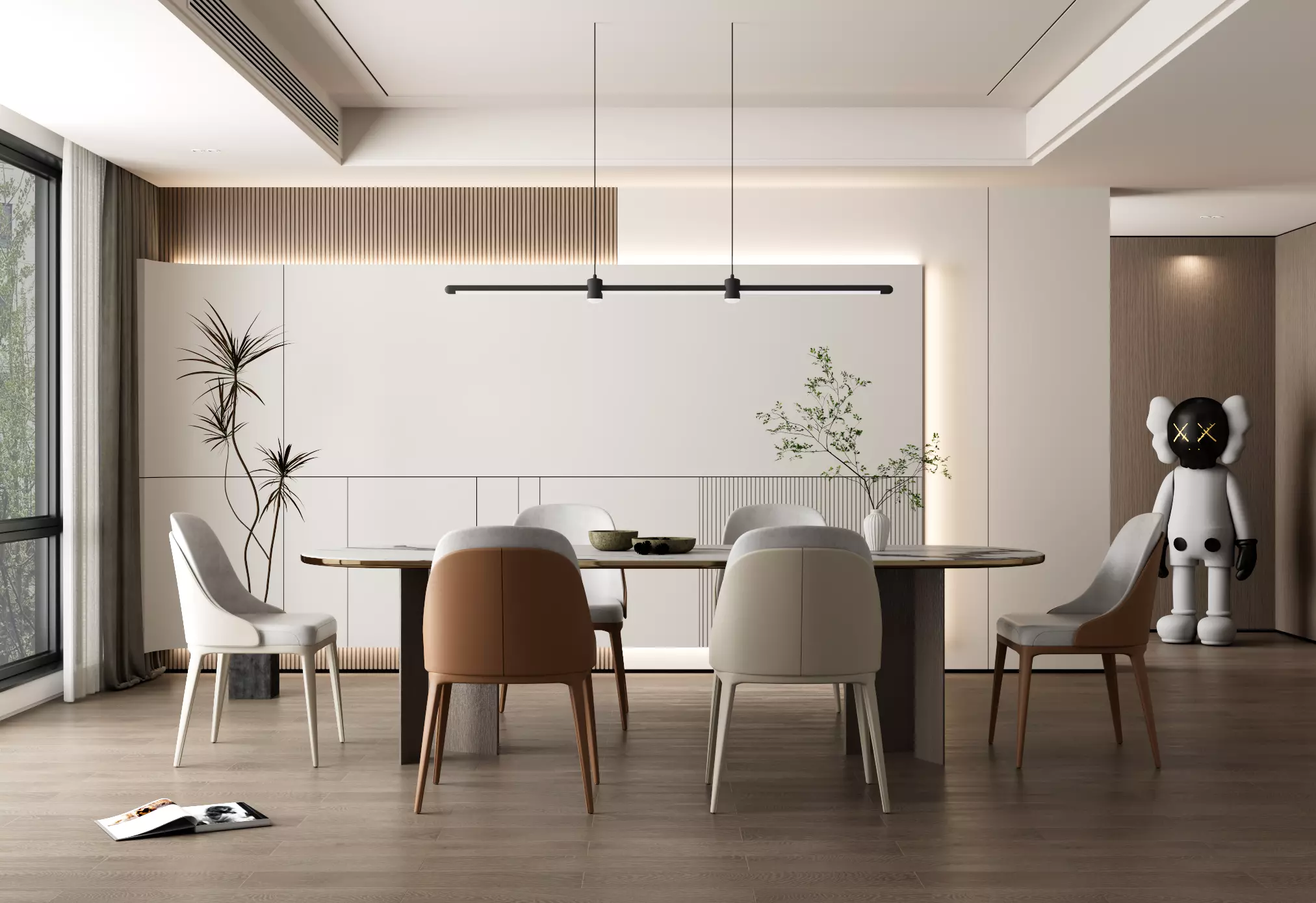 Modern Minimalist Dining Room Scene C4D Redshift 3D model