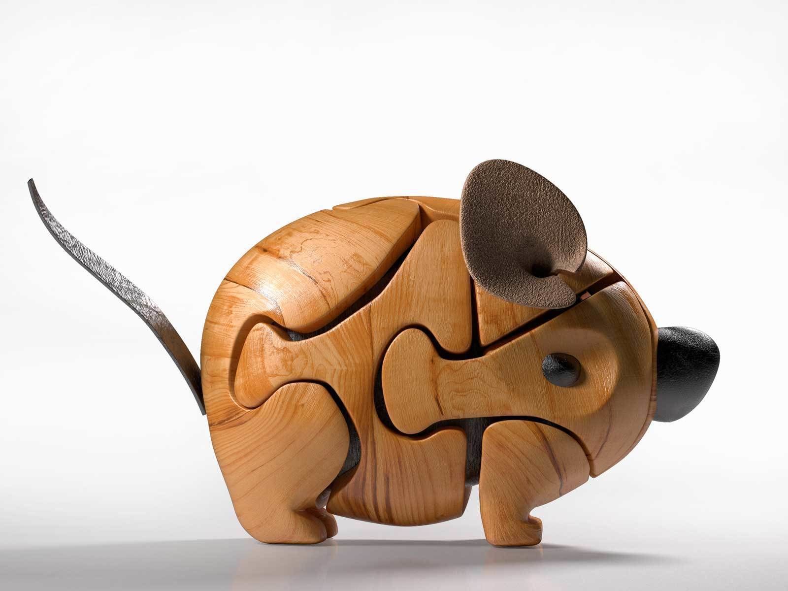 Wood Mouse Puzzle 3D model_2
