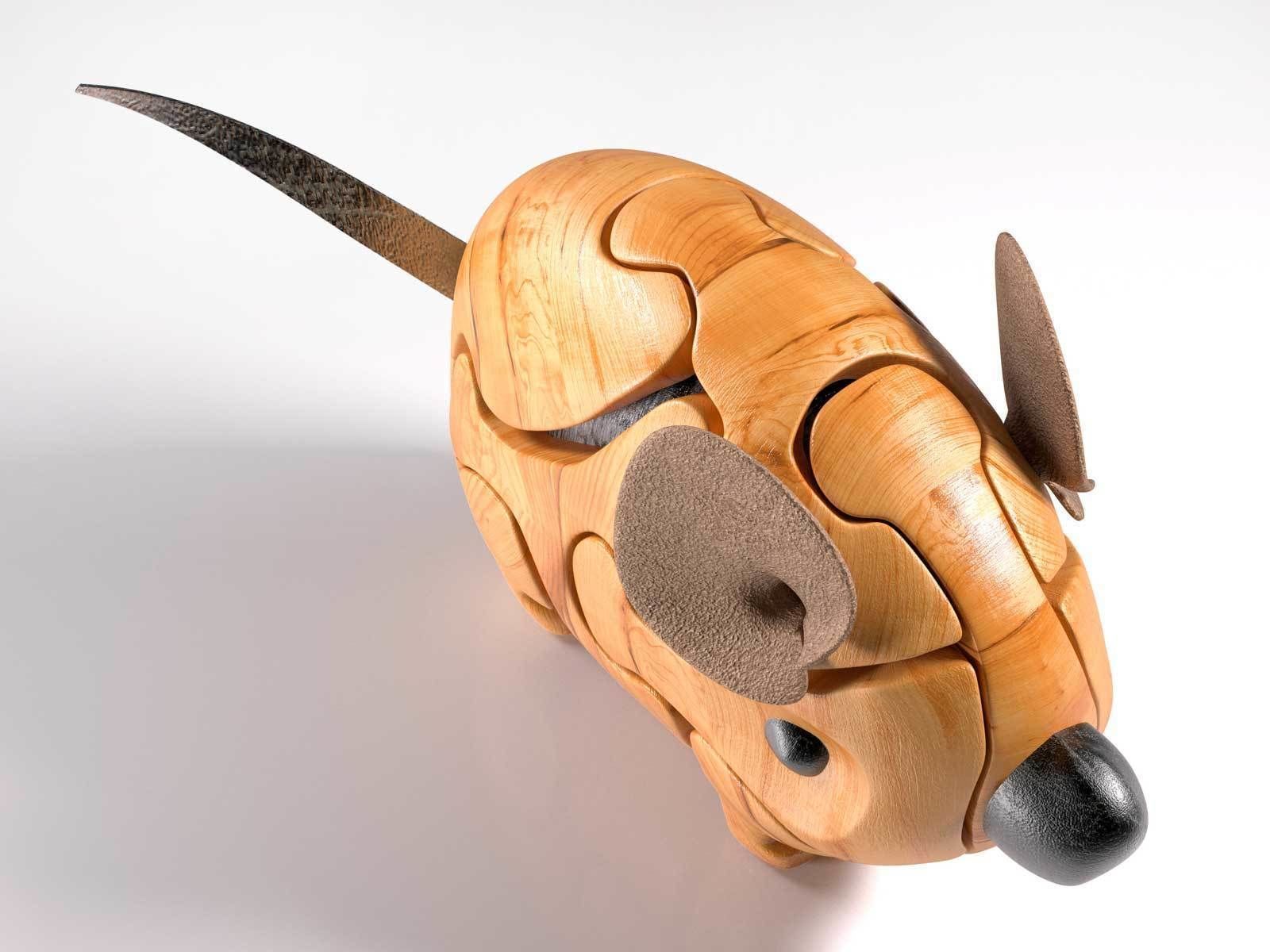 Wood Mouse Puzzle 3D model_1